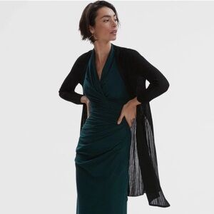 MM Lafleur Graham Kimono Duster Cardigan Black Ribbed-Knit Side Slit Shawl